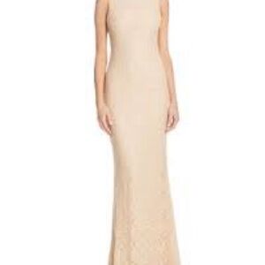 Alice + Olivia Cream Maxi Lace Overlay Dress